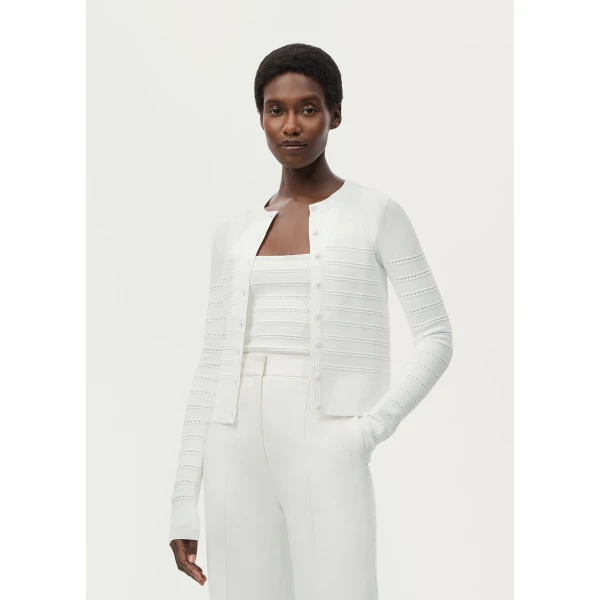Adam Lippes Faye Cardigan in Ivory, view 2
