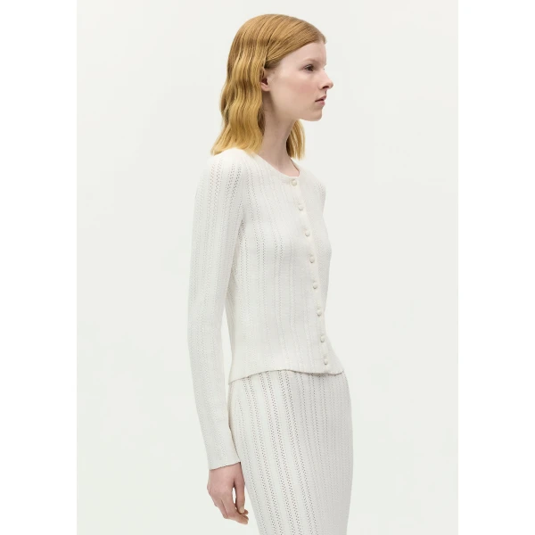 Adam Lippes Faye Cardigan in Ivory, view 3