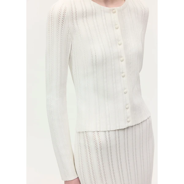 Adam Lippes Faye Cardigan in Ivory, view 4