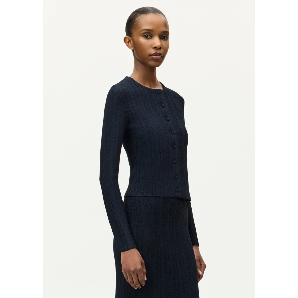 Adam Lippes Faye Cardigan in Navy, view 3