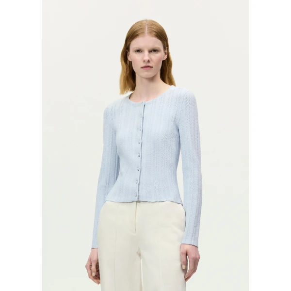Adam Lippes Faye Cardigan in Pale Blue, view 2