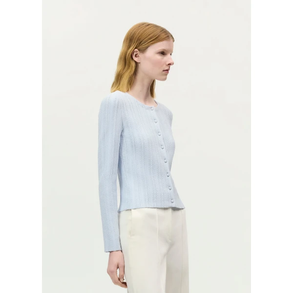 Adam Lippes Faye Cardigan in Pale Blue, view 3