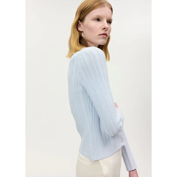 Adam Lippes Faye Cardigan in Pale Blue, view 4