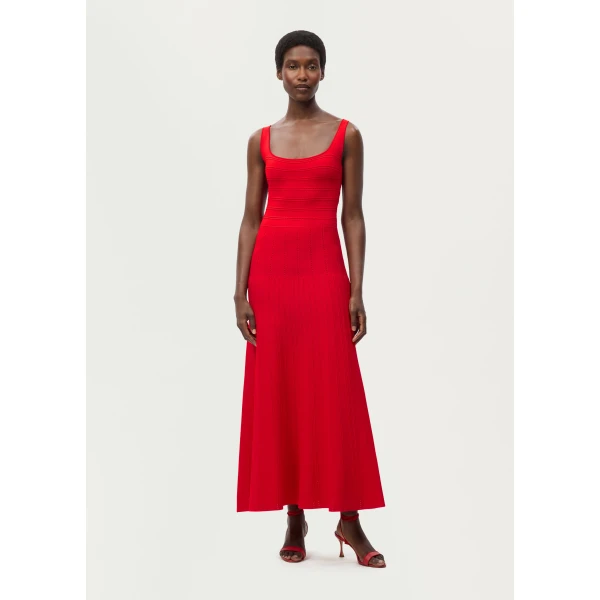 Adam Lippes Gemma Dress in Cherry Red, view 2