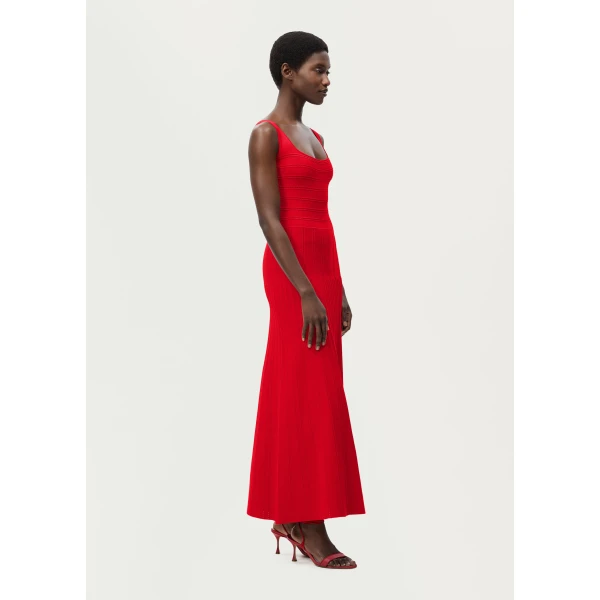 Adam Lippes Gemma Dress in Cherry Red, view 3