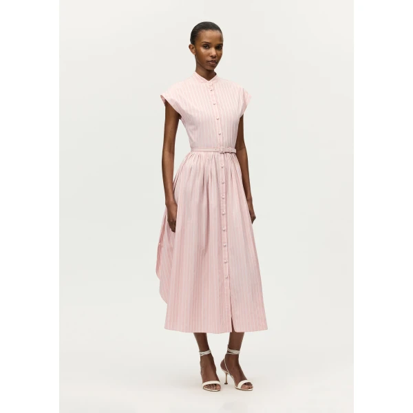 Adam Lippes Genevieve Dress in Pink/White, view 2