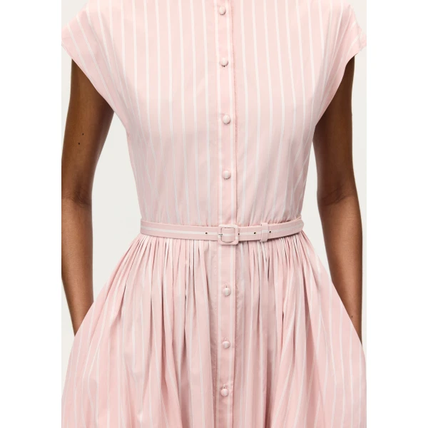 Adam Lippes Genevieve Dress in Pink/White, view 4
