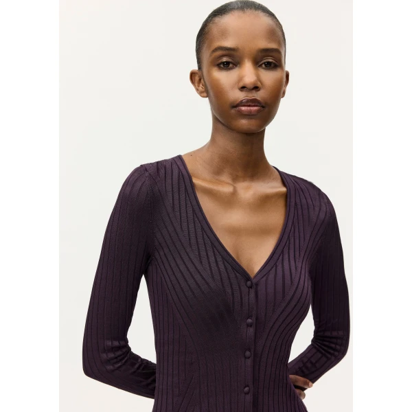Adam Lippes Greer Cardigan in Aubergine, view 3