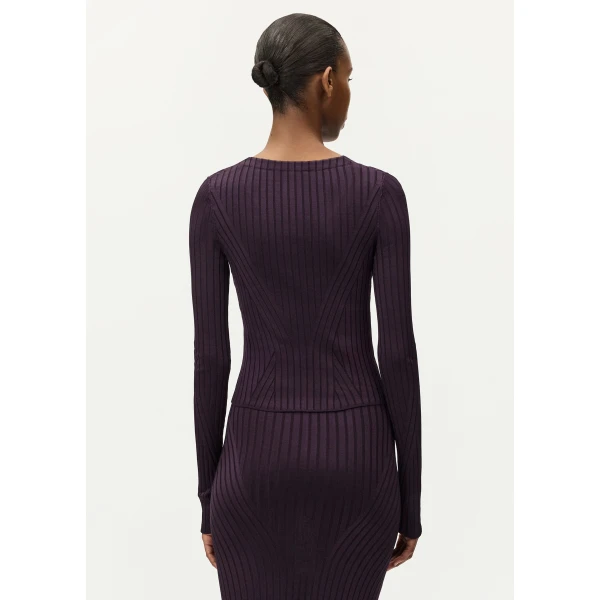 Adam Lippes Greer Cardigan in Aubergine, view 4