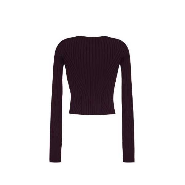 Adam Lippes Greer Cardigan in Aubergine, view 5