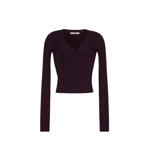 Adam Lippes Greer Cardigan in Aubergine