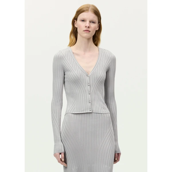 Adam Lippes Greer Cardigan in Silver, view 2
