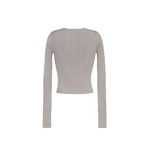Adam Lippes Greer Cardigan in Silver, view 5