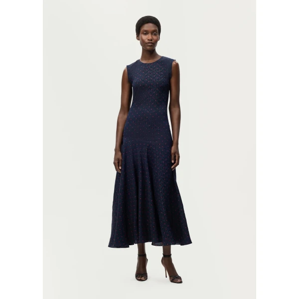 Adam Lippes Gwenyth Dress in Navy/Cherry, view 2