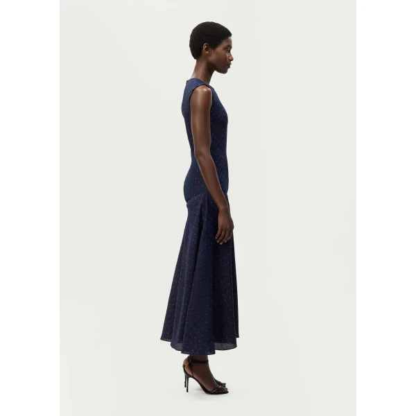 Adam Lippes Gwenyth Dress in Navy/Cherry, view 3