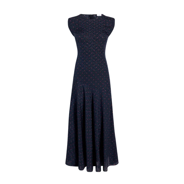 Adam Lippes Gwenyth Dress in Navy/Cherry