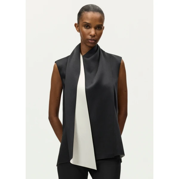 Adam Lippes Hana Top in Black/Ivory, view 2