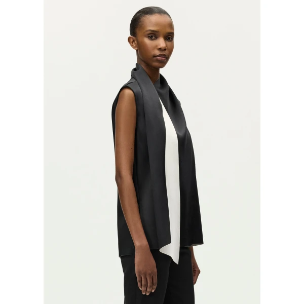 Adam Lippes Hana Top in Black/Ivory, view 3