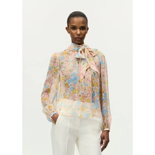 Adam Lippes Joan Top in Ivory Floral, view 2