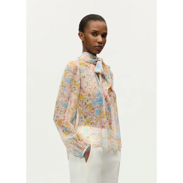 Adam Lippes Joan Top in Ivory Floral, view 3