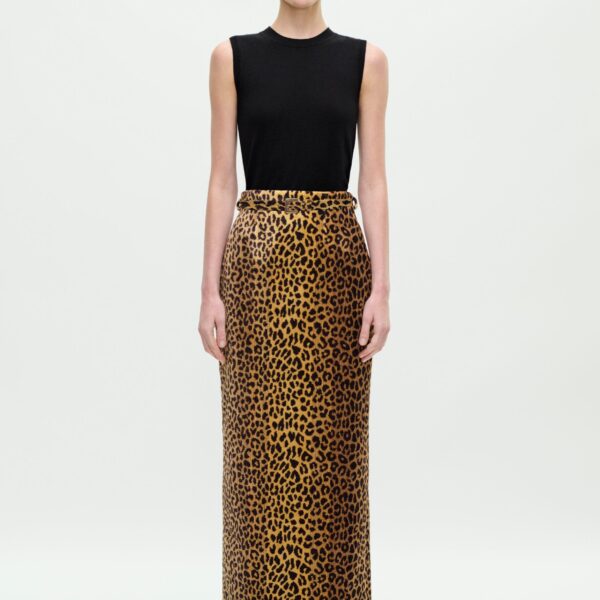 Adam Lippes Levi Skirt in Natural Leopard, view 2