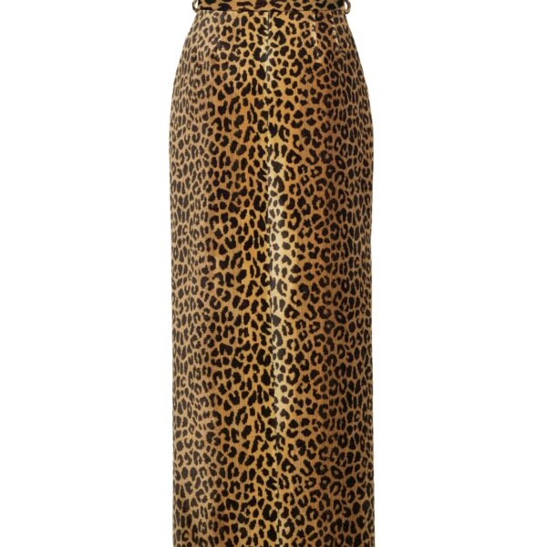 Adam Lippes Levi Skirt in Natural Leopard, view 4