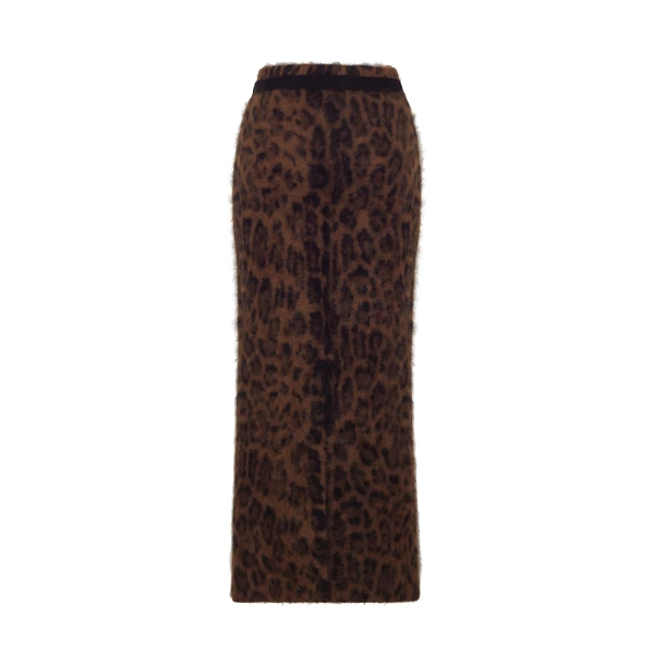 Adam Lippes Levi Skirt in Natural Leopard, view 4