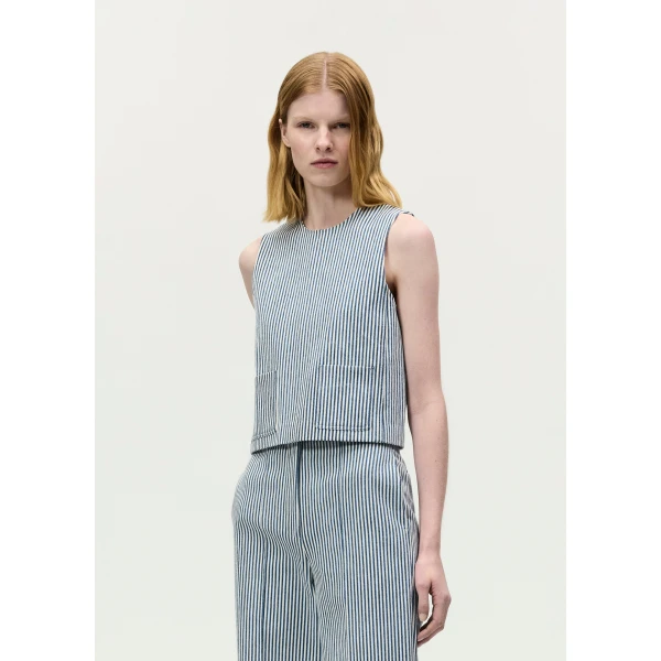 Adam Lippes Ludlow Top in Blue/White, view 2