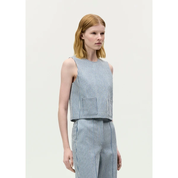 Adam Lippes Ludlow Top in Blue/White, view 3