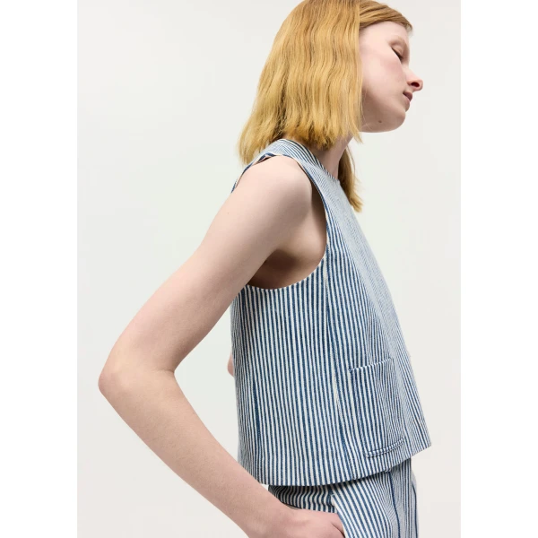 Adam Lippes Ludlow Top in Blue/White, view 4
