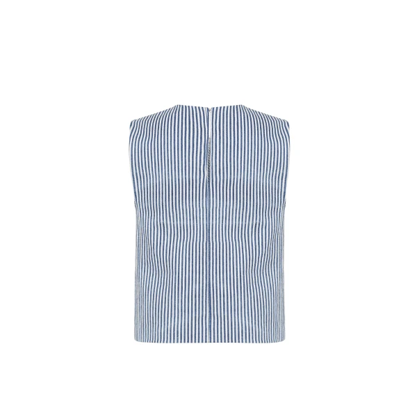 Adam Lippes Ludlow Top in Blue/White, view 5