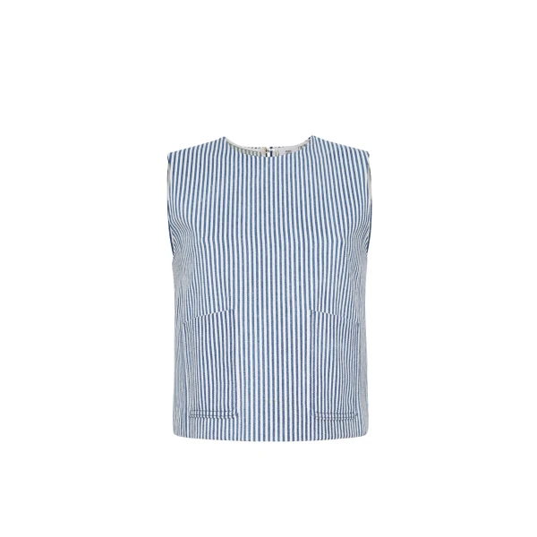 Adam Lippes Ludlow Top in Blue/White