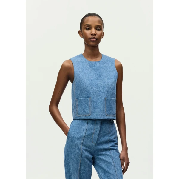 Adam Lippes Ludlow Top in Stone Wash, view 2