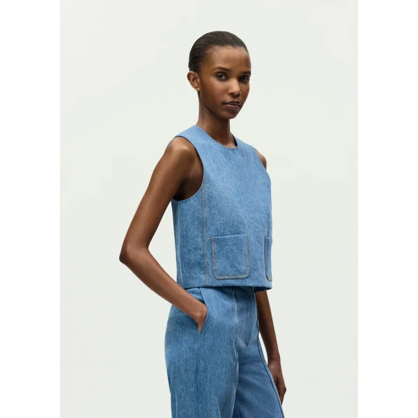 Adam Lippes Ludlow Top in Stone Wash, view 3