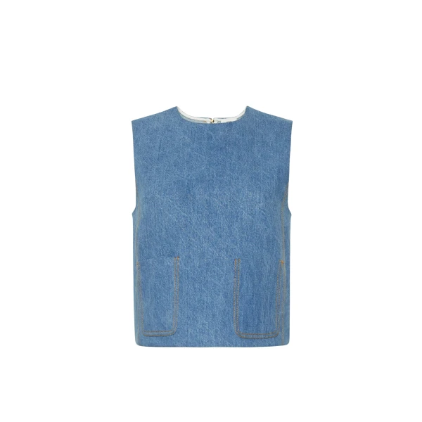 Adam Lippes Ludlow Top in Stone Wash