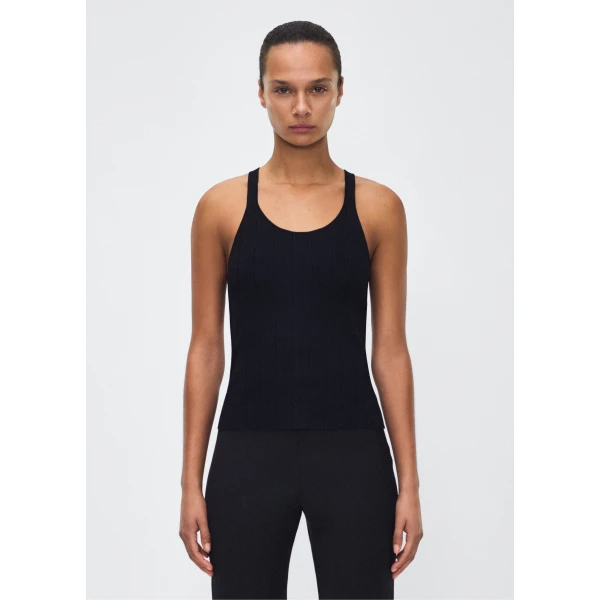 Adam Lippes Lumii Tank in Black Knit, view 2