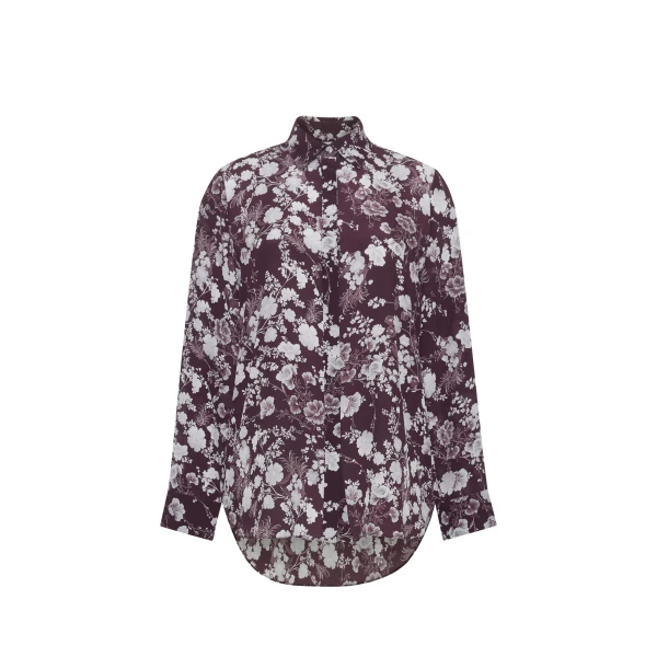 Adam Lippes Mathias Shirt in Aubergine/Silver