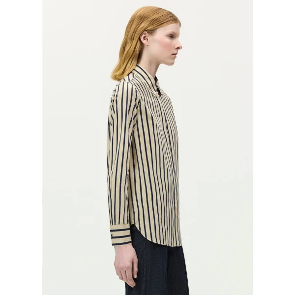 Adam Lippes Mathias Shirt in Khaki/Navy, view 3