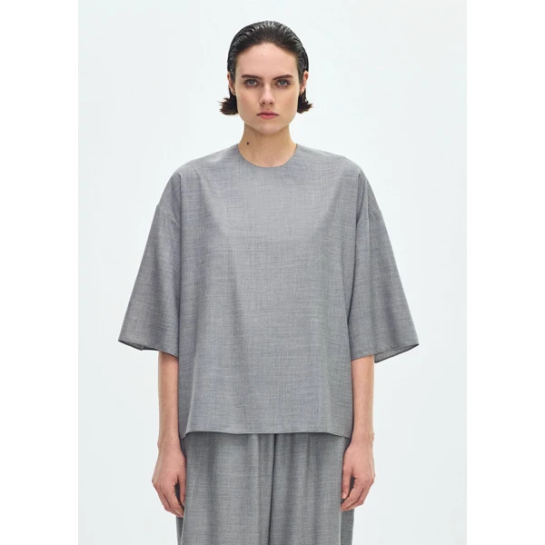 Adam Lippes Oversized T-Shirt in Heather Grey Top, view 2