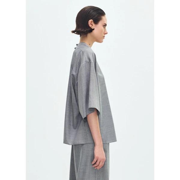 Adam Lippes Oversized T-Shirt in Heather Grey Top, view 3