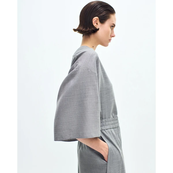 Adam Lippes Oversized T-Shirt in Heather Grey Top, view 4