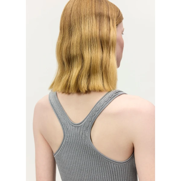 Adam Lippes Peretti Tank in Light Grey Knit, view 4