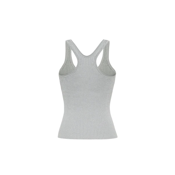 Adam Lippes Peretti Tank in Light Grey Knit, view 5