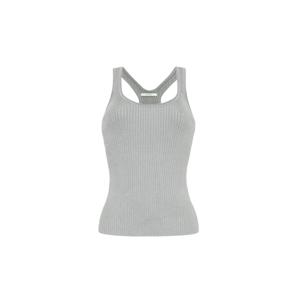 Adam Lippes Peretti Tank in Light Grey Knit