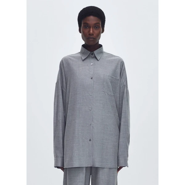 Adam Lippes Perrine Shirt in Heather Grey, view 2