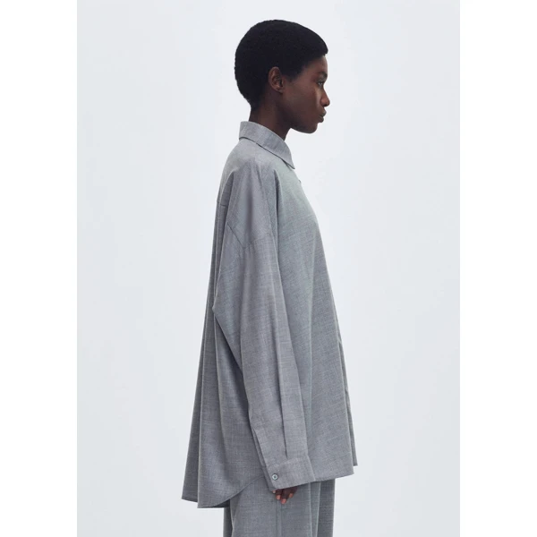 Adam Lippes Perrine Shirt in Heather Grey, view 3