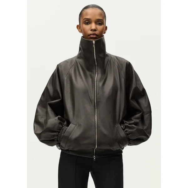 Adam Lippes Presley Bomber in Mocha Jacket, view 2