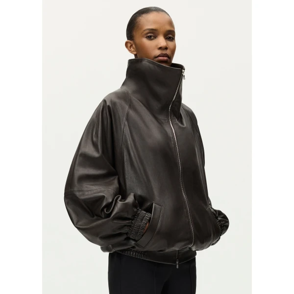 Adam Lippes Presley Bomber in Mocha Jacket, view 3