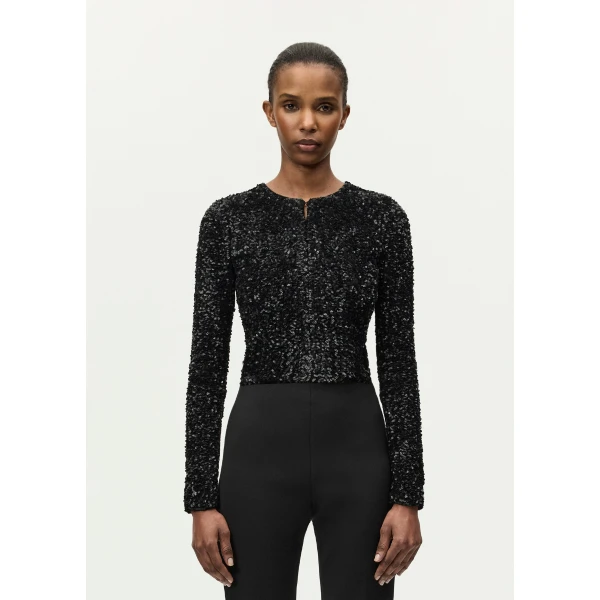 Adam Lippes Raya Cardigan in Black, view 2