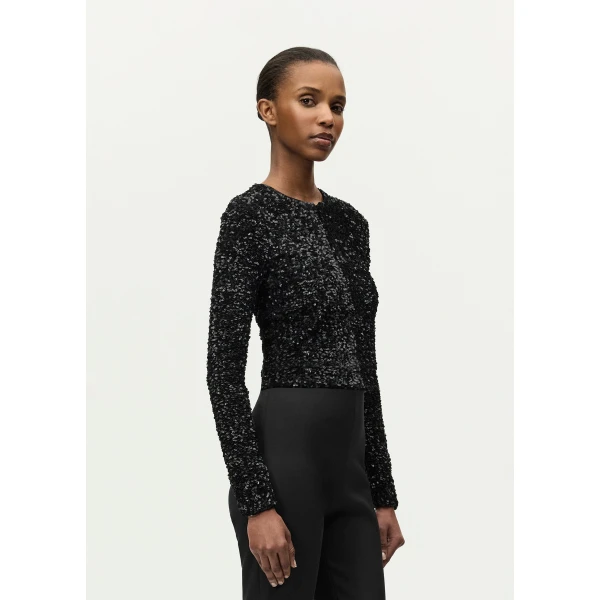 Adam Lippes Raya Cardigan in Black, view 3